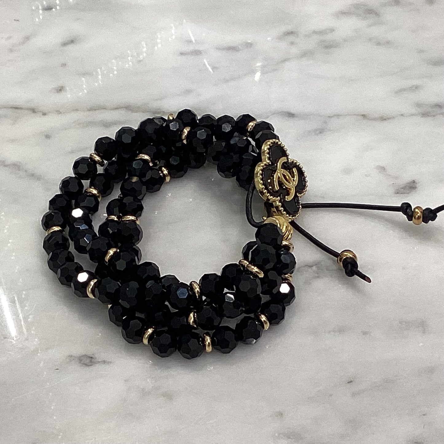 Gigi- Authentic Chanel Black Button Boho Bracelet