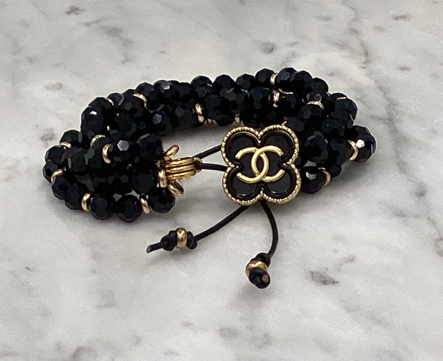 Gigi- Authentic Chanel Black Button Boho Bracelet